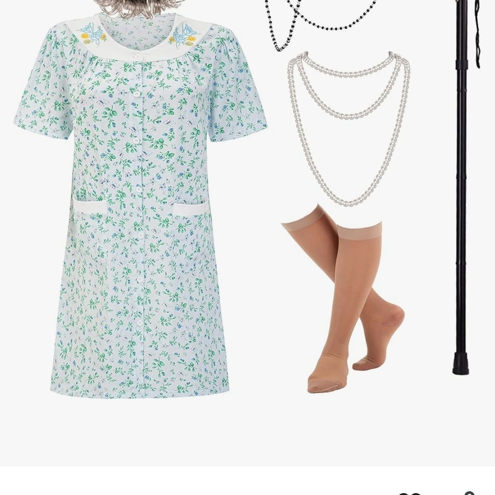 Womens Old Lady Costume Floral Print Women's Dress